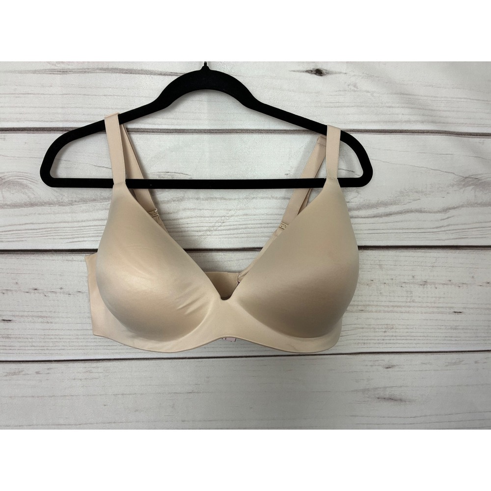 Victorias Secret Lined Semi Demi Bra Nude Beige 38DD E85 Smooth Seamless